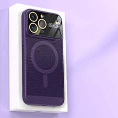 Handyhülle Hülle Kunststoff Schutzhülle Punkte Loch Tasche mit Mag-Safe Magnetic Magnetisch JS1 für Apple iPhone 15 Pro Max Violett