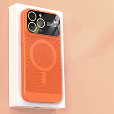 Handyhülle Hülle Kunststoff Schutzhülle Punkte Loch Tasche mit Mag-Safe Magnetic Magnetisch JS1 für Apple iPhone 15 Pro Orange