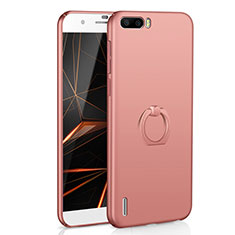 Handyhülle Hülle Kunststoff Schutzhülle Tasche Matt mit Fingerring Ständer A01 für Huawei Honor 6 Plus Rosegold