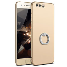 Handyhülle Hülle Kunststoff Schutzhülle Tasche Matt mit Fingerring Ständer A01 für Huawei Honor 9 Premium Gold