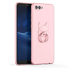 Handyhülle Hülle Kunststoff Schutzhülle Tasche Matt mit Fingerring Ständer A01 für Huawei Honor V10 Rosegold