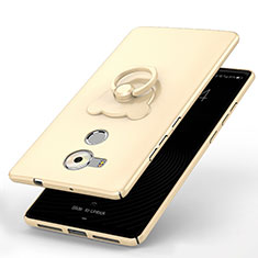 Handyhülle Hülle Kunststoff Schutzhülle Tasche Matt mit Fingerring Ständer A01 für Huawei Mate 8 Gold