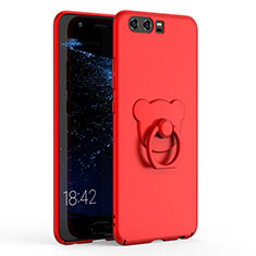 Handyhülle Hülle Kunststoff Schutzhülle Tasche Matt mit Fingerring Ständer A01 für Huawei P10 Rot