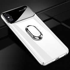 Handyhülle Hülle Kunststoff Schutzhülle Tasche Matt mit Magnetisch Fingerring Ständer A01 für Apple iPhone X Weiß