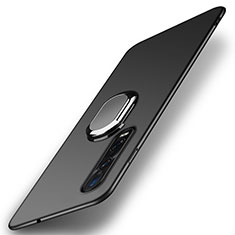 Handyhülle Hülle Kunststoff Schutzhülle Tasche Matt mit Magnetisch Fingerring Ständer A02 für Oppo Find X2 Pro Schwarz