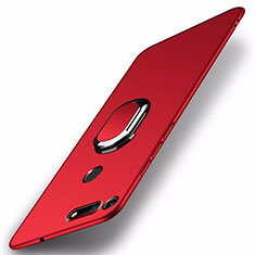 Handyhülle Hülle Kunststoff Schutzhülle Tasche Matt mit Magnetisch Fingerring Ständer P01 für Huawei Honor V20 Rot