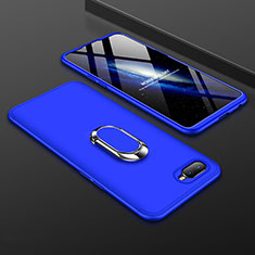 Handyhülle Hülle Kunststoff Schutzhülle Tasche Matt mit Magnetisch Fingerring Ständer P01 für Oppo RX17 Neo Blau