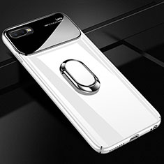 Handyhülle Hülle Kunststoff Schutzhülle Tasche Matt mit Magnetisch Fingerring Ständer P04 für Oppo RX17 Neo Weiß