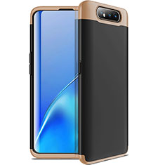 Handyhülle Hülle Kunststoff Schutzhülle Tasche Matt Vorder und Rückseite 360 Grad C01 für Samsung Galaxy A90 4G Gold und Schwarz