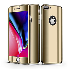 Handyhülle Hülle Kunststoff Schutzhülle Tasche Matt Vorder und Rückseite 360 Grad für Apple iPhone 7 Plus Gold