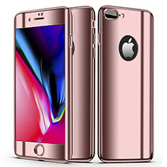 Handyhülle Hülle Kunststoff Schutzhülle Tasche Matt Vorder und Rückseite 360 Grad für Apple iPhone 7 Plus Rosegold