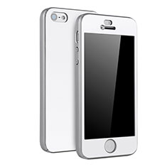 Handyhülle Hülle Kunststoff Schutzhülle Tasche Matt Vorder und Rückseite 360 Grad für Apple iPhone SE Silber