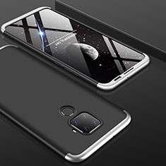 Handyhülle Hülle Kunststoff Schutzhülle Tasche Matt Vorder und Rückseite 360 Grad für Huawei Nova 5i Pro Silber und Schwarz