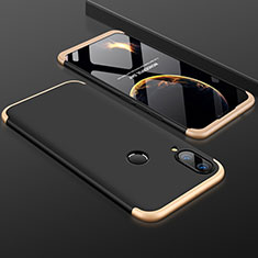 Handyhülle Hülle Kunststoff Schutzhülle Tasche Matt Vorder und Rückseite 360 Grad für Huawei P Smart+ Plus Gold und Schwarz