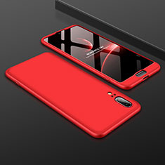 Handyhülle Hülle Kunststoff Schutzhülle Tasche Matt Vorder und Rückseite 360 Grad für Huawei P20 Rot