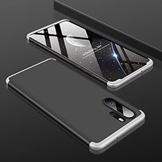 Handyhülle Hülle Kunststoff Schutzhülle Tasche Matt Vorder und Rückseite 360 Grad für Huawei P30 Pro New Edition Silber und Schwarz