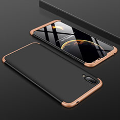 Handyhülle Hülle Kunststoff Schutzhülle Tasche Matt Vorder und Rückseite 360 Grad für Huawei Y7 (2019) Gold und Schwarz