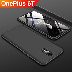 Handyhülle Hülle Kunststoff Schutzhülle Tasche Matt Vorder und Rückseite 360 Grad für OnePlus 6T Schwarz