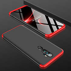 Handyhülle Hülle Kunststoff Schutzhülle Tasche Matt Vorder und Rückseite 360 Grad für Oppo A9 (2020) Rot und Schwarz