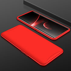 Handyhülle Hülle Kunststoff Schutzhülle Tasche Matt Vorder und Rückseite 360 Grad für Oppo Find X Rot