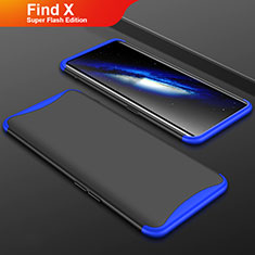 Handyhülle Hülle Kunststoff Schutzhülle Tasche Matt Vorder und Rückseite 360 Grad für Oppo Find X Super Flash Edition Blau und Schwarz