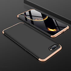 Handyhülle Hülle Kunststoff Schutzhülle Tasche Matt Vorder und Rückseite 360 Grad für Oppo R15X Gold und Schwarz