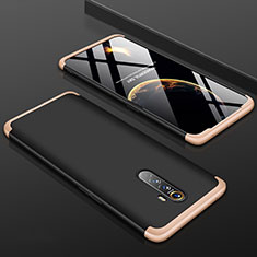 Handyhülle Hülle Kunststoff Schutzhülle Tasche Matt Vorder und Rückseite 360 Grad für Oppo Reno Ace Gold und Schwarz