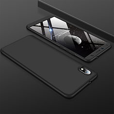 Handyhülle Hülle Kunststoff Schutzhülle Tasche Matt Vorder und Rückseite 360 Grad für Xiaomi Redmi 7A Schwarz
