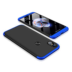 Handyhülle Hülle Kunststoff Schutzhülle Tasche Matt Vorder und Rückseite 360 Grad für Xiaomi Redmi Note 5 Pro Blau und Schwarz
