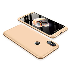 Handyhülle Hülle Kunststoff Schutzhülle Tasche Matt Vorder und Rückseite 360 Grad für Xiaomi Redmi Note 5 Pro Gold