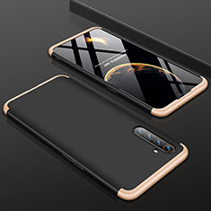 Handyhülle Hülle Kunststoff Schutzhülle Tasche Matt Vorder und Rückseite 360 Grad M01 für Oppo K5 Gold und Schwarz