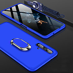 Handyhülle Hülle Kunststoff Schutzhülle Tasche Matt Vorder und Rückseite 360 Grad mit Fingerring Ständer für Huawei Honor 20S Blau