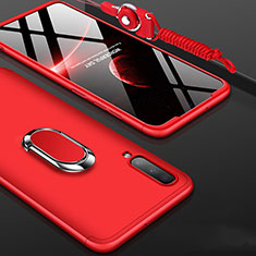 Handyhülle Hülle Kunststoff Schutzhülle Tasche Matt Vorder und Rückseite 360 Grad mit Fingerring Ständer für Samsung Galaxy A70S Rot