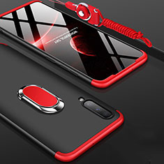 Handyhülle Hülle Kunststoff Schutzhülle Tasche Matt Vorder und Rückseite 360 Grad mit Fingerring Ständer für Samsung Galaxy A70S Rot und Schwarz