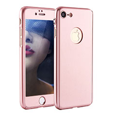 Handyhülle Hülle Kunststoff Schutzhülle Tasche Matt Vorder und Rückseite 360 Grad P01 für Apple iPhone 7 Rosegold