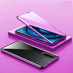 Handyhülle Hülle Luxus Aluminium Metall Rahmen Spiegel 360 Grad Ganzkörper Tasche A02 für Oppo Find X2 Pro Violett