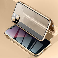 Handyhülle Hülle Luxus Aluminium Metall Rahmen Spiegel 360 Grad Ganzkörper Tasche für Apple iPhone 13 Gold