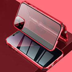 Handyhülle Hülle Luxus Aluminium Metall Rahmen Spiegel 360 Grad Ganzkörper Tasche für Apple iPhone 13 Rot