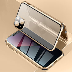 Handyhülle Hülle Luxus Aluminium Metall Rahmen Spiegel 360 Grad Ganzkörper Tasche für Apple iPhone 14 Plus Gold