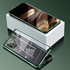 Handyhülle Hülle Luxus Aluminium Metall Rahmen Spiegel 360 Grad Ganzkörper Tasche für Apple iPhone 14 Pro Grün