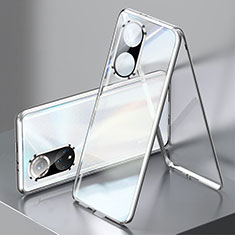 Handyhülle Hülle Luxus Aluminium Metall Rahmen Spiegel 360 Grad Ganzkörper Tasche für Huawei Honor 50 Pro 5G Silber