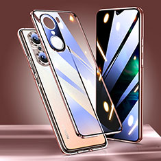 Handyhülle Hülle Luxus Aluminium Metall Rahmen Spiegel 360 Grad Ganzkörper Tasche für Huawei Honor 60 Pro 5G Gold