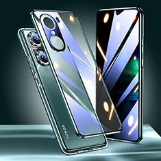 Handyhülle Hülle Luxus Aluminium Metall Rahmen Spiegel 360 Grad Ganzkörper Tasche für Huawei Honor 60 Pro 5G Grün