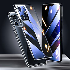 Handyhülle Hülle Luxus Aluminium Metall Rahmen Spiegel 360 Grad Ganzkörper Tasche für Huawei Honor 60 SE 5G Schwarz