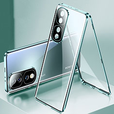 Handyhülle Hülle Luxus Aluminium Metall Rahmen Spiegel 360 Grad Ganzkörper Tasche für Huawei Honor 70 Pro 5G Grün