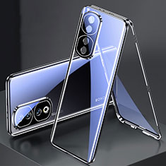 Handyhülle Hülle Luxus Aluminium Metall Rahmen Spiegel 360 Grad Ganzkörper Tasche für Huawei Honor 90 Pro 5G Schwarz