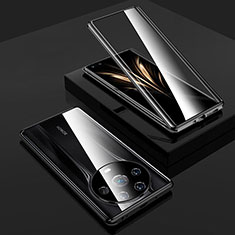 Handyhülle Hülle Luxus Aluminium Metall Rahmen Spiegel 360 Grad Ganzkörper Tasche für Huawei Honor Magic4 Ultimate 5G Schwarz