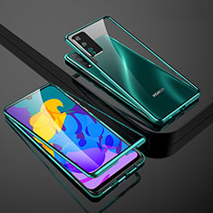 Handyhülle Hülle Luxus Aluminium Metall Rahmen Spiegel 360 Grad Ganzkörper Tasche für Huawei Honor Play4T Pro Grün