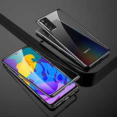 Handyhülle Hülle Luxus Aluminium Metall Rahmen Spiegel 360 Grad Ganzkörper Tasche für Huawei Honor Play4T Pro Schwarz