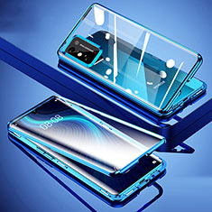 Handyhülle Hülle Luxus Aluminium Metall Rahmen Spiegel 360 Grad Ganzkörper Tasche für Huawei Honor X10 Max 5G Blau
